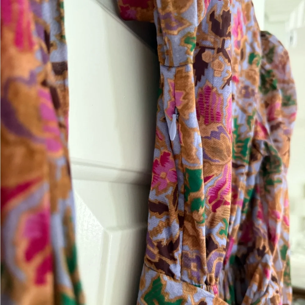 Kobi Halperin Vera Floral-Print Blouson-Sleeve Midi Dress Size Small NWT